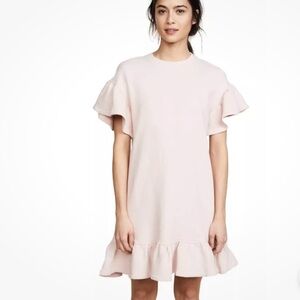 Ulla Johnson Womens Ruffle Sleeve Hem Dress Sz Medium Rose Washed Terry Knit